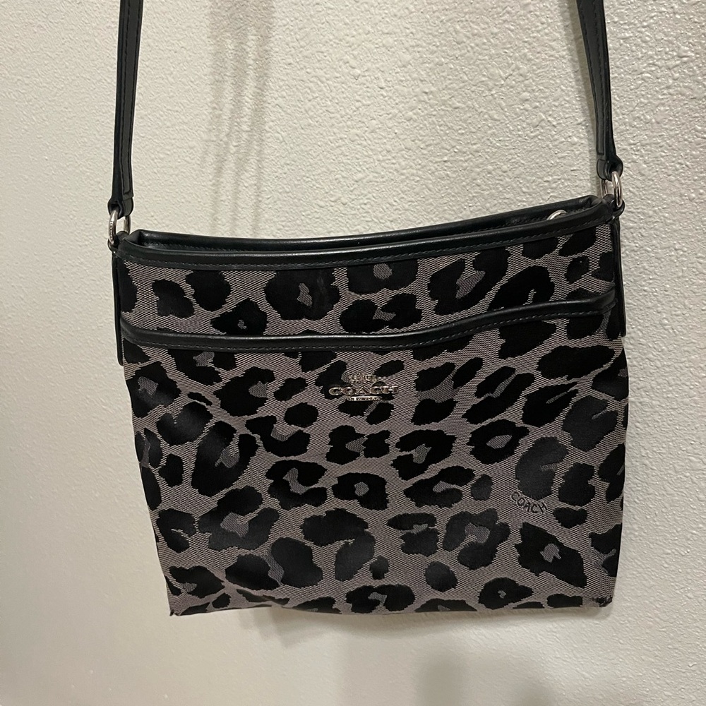Coach Animal Print Crossbody Bag - Black and Gray